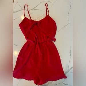 Red Tie Front Romper
